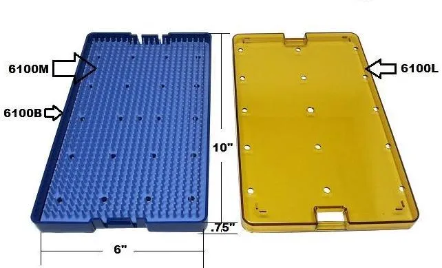 PST Instrument Microsurgery Tray - Base, Lid and Mat 15.2 x 25.4 x 1.9cm