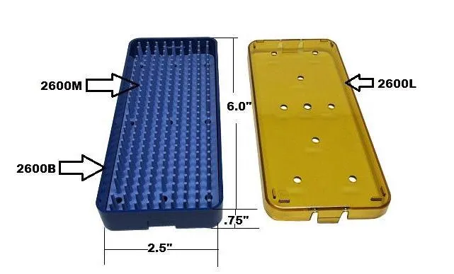 PST Instrument Microsurgery Tray - Base, Lid and Mat 6.4 x 15.2 x 1.9 cm